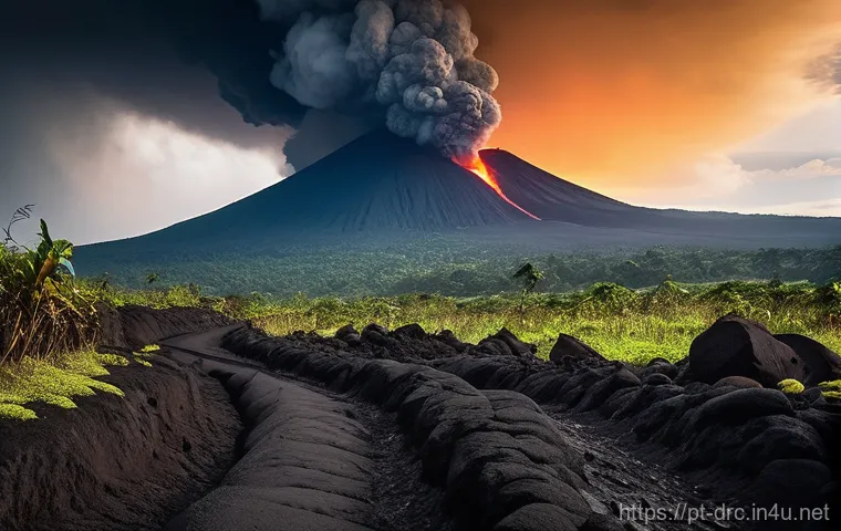콩고 여행 시 추천 가이드 및 투어 - **Prompt 2: Respectful Mountain Gorilla Trekking in Virunga National Park**
    "An awe-inspiring, c...
