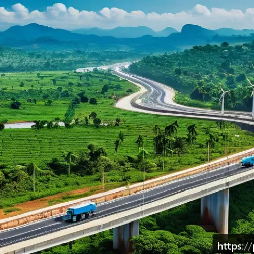 콩고 민주 공화국의 경제 발전 전략 - A vibrant and detailed scene of a modern African infrastructure development project in Congo, showca...